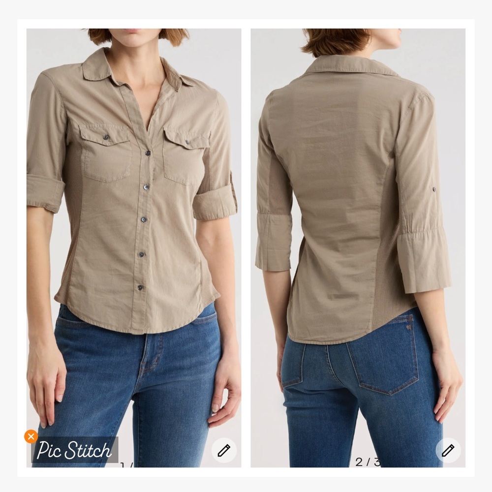 James Perse Slub Side Panel Button Down Shirt - image 1